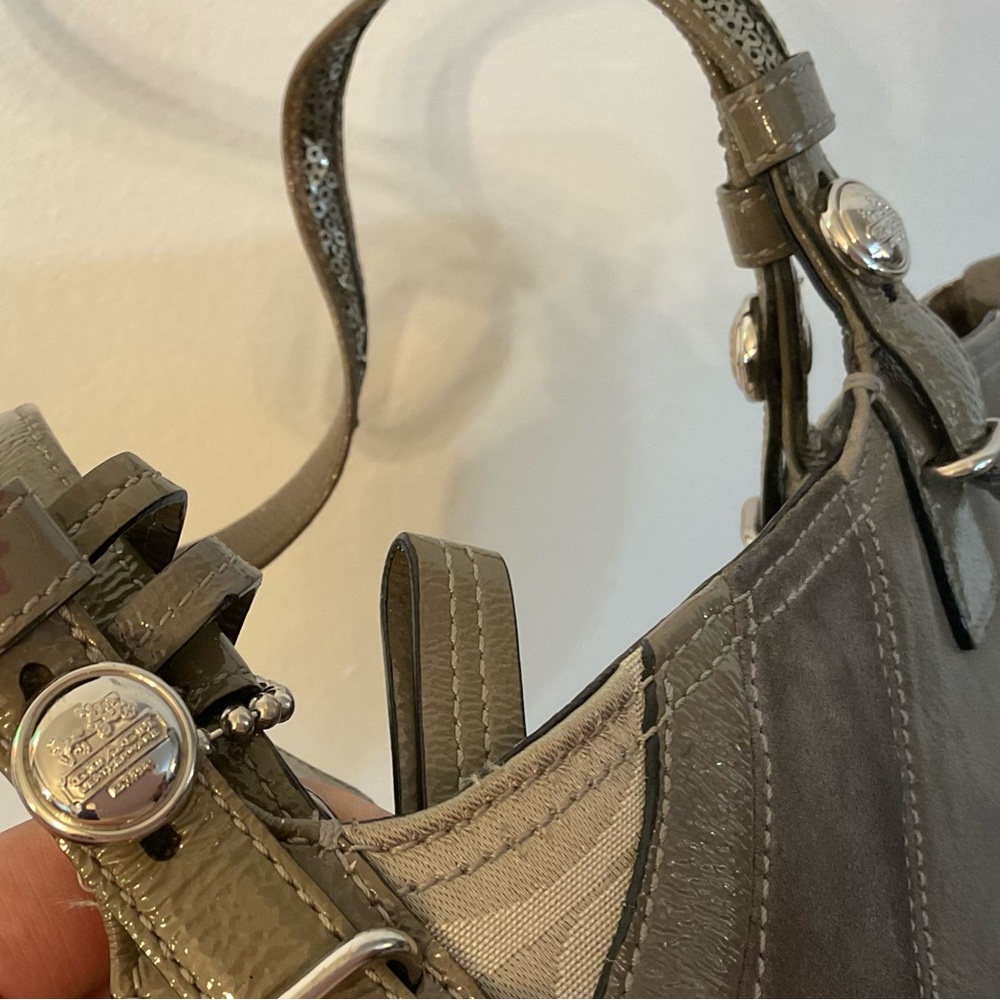 VINTAGE Coach Gray Pieced Patchwork Leather Suede Shoulder Bag G1093-F15459 - Picture 13 of 13